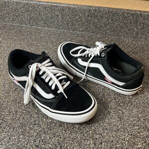 Vans PRO Skateboard Shoe Men's Size 7 Black Suede/Canvas Sneaker Lace Up Low Top
